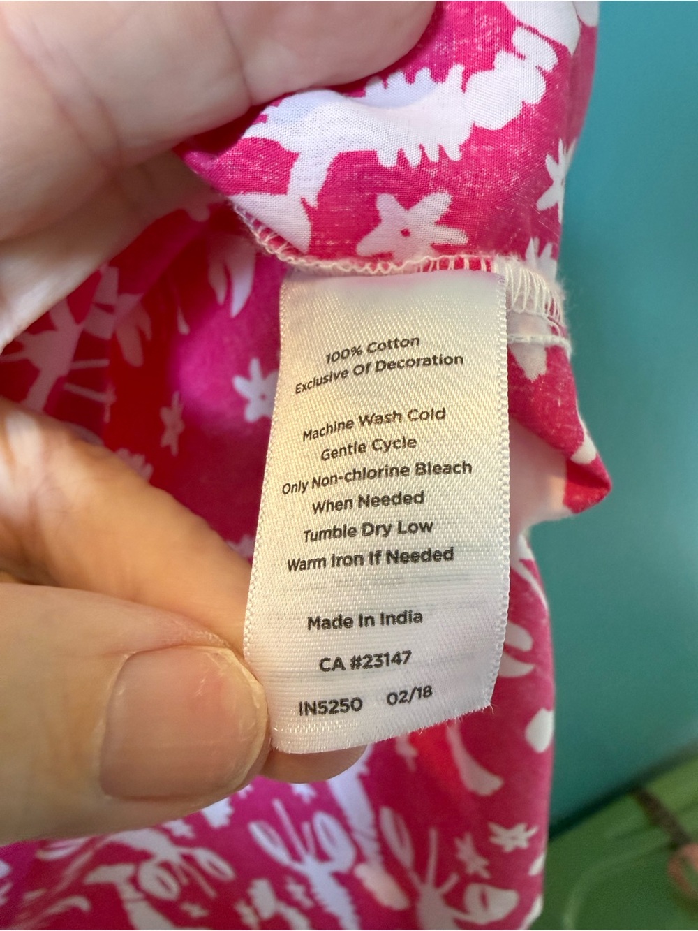 # Talbots 3X Hot Pink & White Lobster Print Tunic with Navy Embroidery - Picture 8 of 8